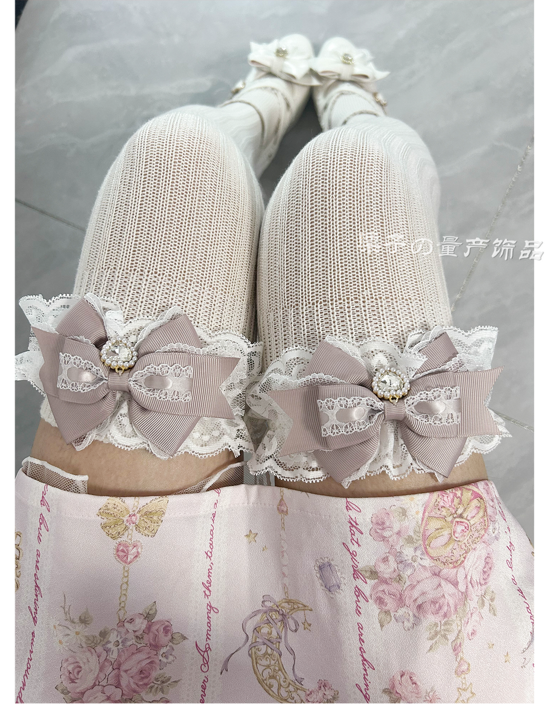 Jirai Kei Over-the-Knee Socks, Lace Cuffs 44008:793897
