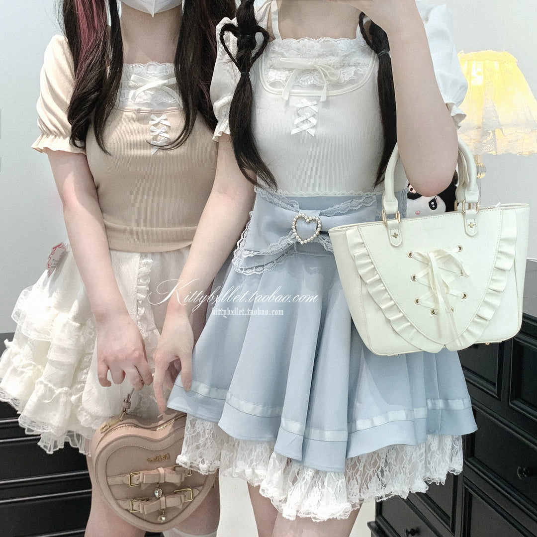 Ryousangata Slim-Fit Top, Puff Short Sleeves 43615:781092