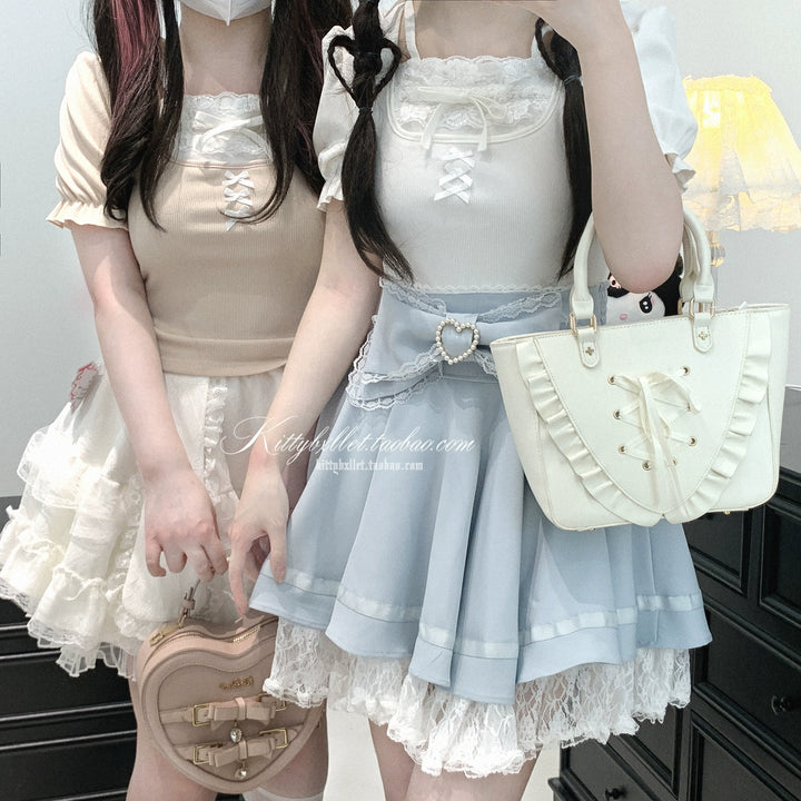 Ryousangata Slim-Fit Top, Puff Short Sleeves 43615:781092