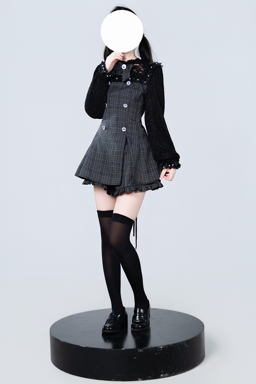Jirai Kei Dress Set, Lace and Rhinestone 43844:786623