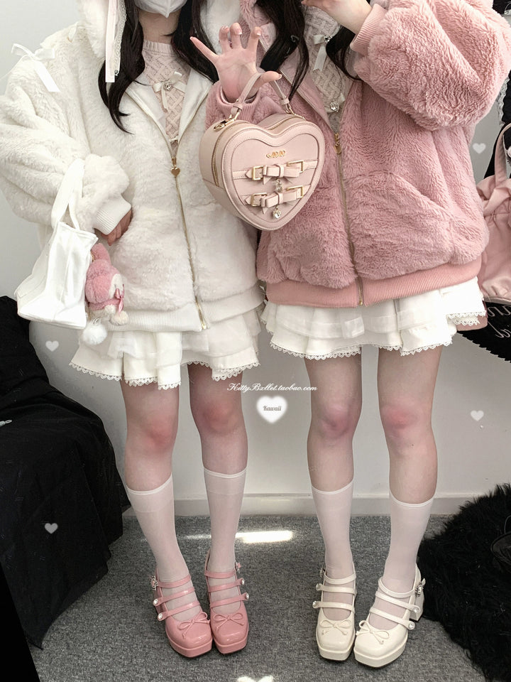 Jirai Kei Winter Coat Bunny Ear Hooded Coat Plush Jacket 40402:666888