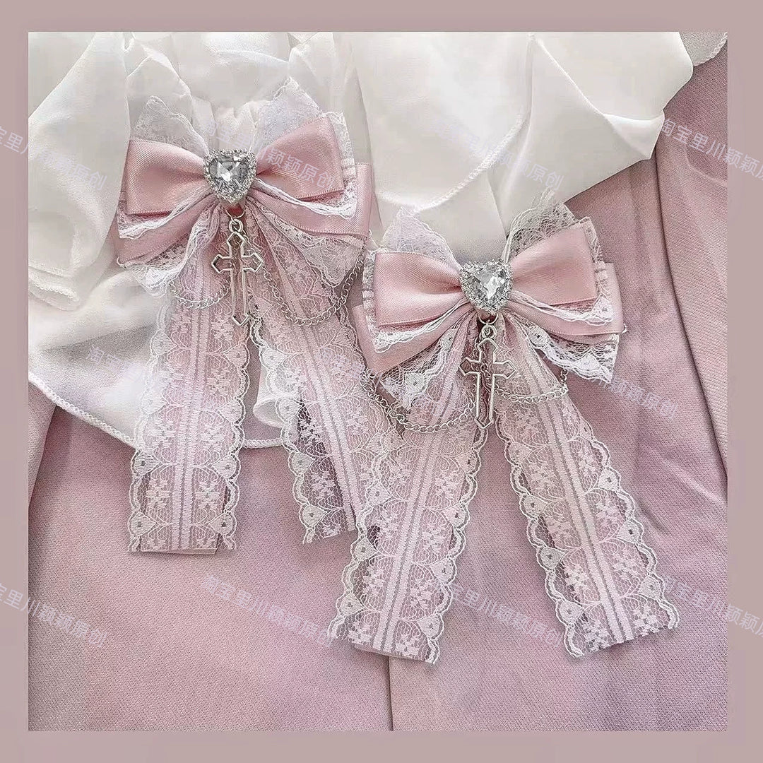 Ryousangata Lace Bow Hair Clip, Cross Pendant 45526:852304