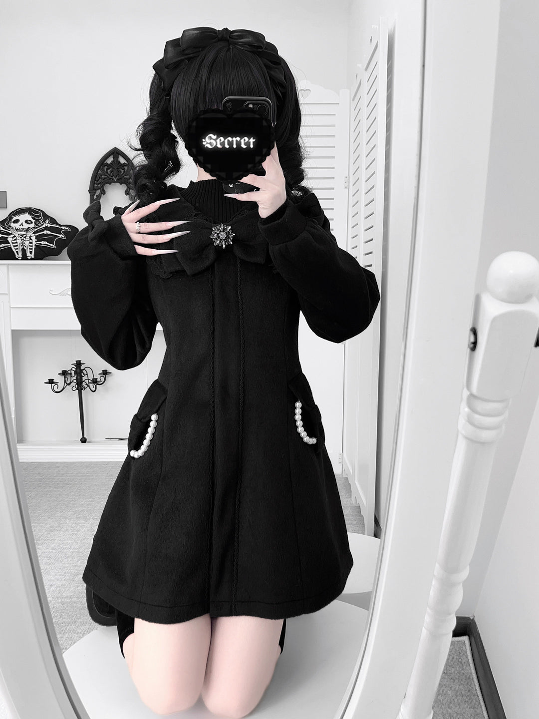 Wool Blend Ryousangata Coat, Sailor Collar Inspired 44192:801921