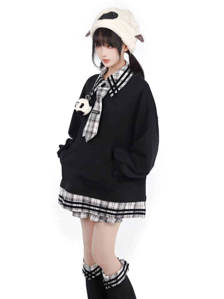 Kawaii Black Jacket Hoodie With Panda Plush Doll 29374:353362 29374:353362