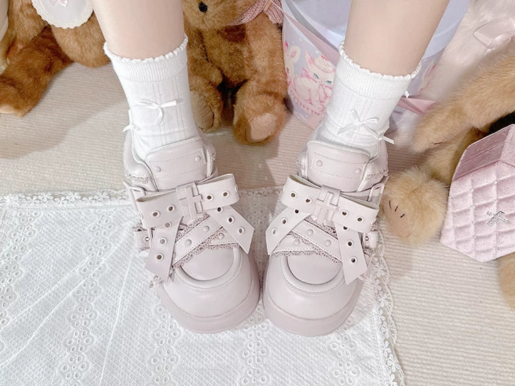 Jirai Kei High Platform Shoes, Multiple Buckle Straps 44626:815636