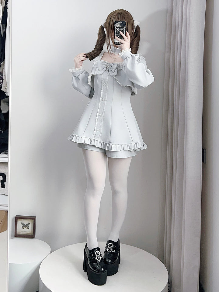 Jirai Kei Long Sleeves Dress, Pocketed Shorts 44197:808135