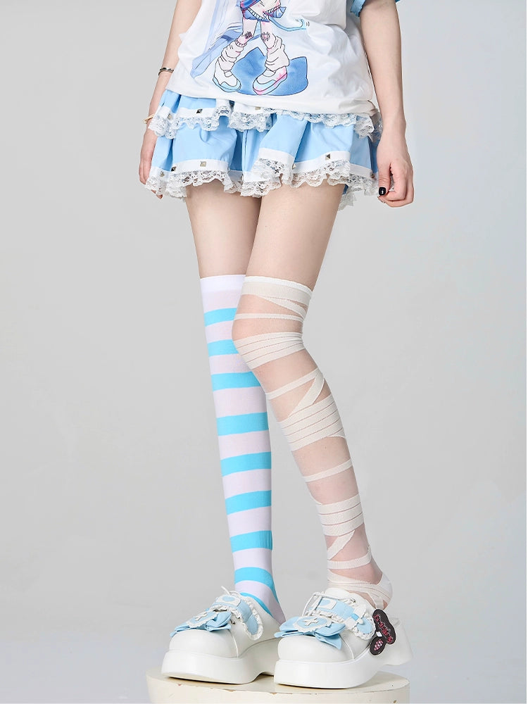 Lolita Thigh-high Socks Stockings Striped Socks Multicolor 38254:585964