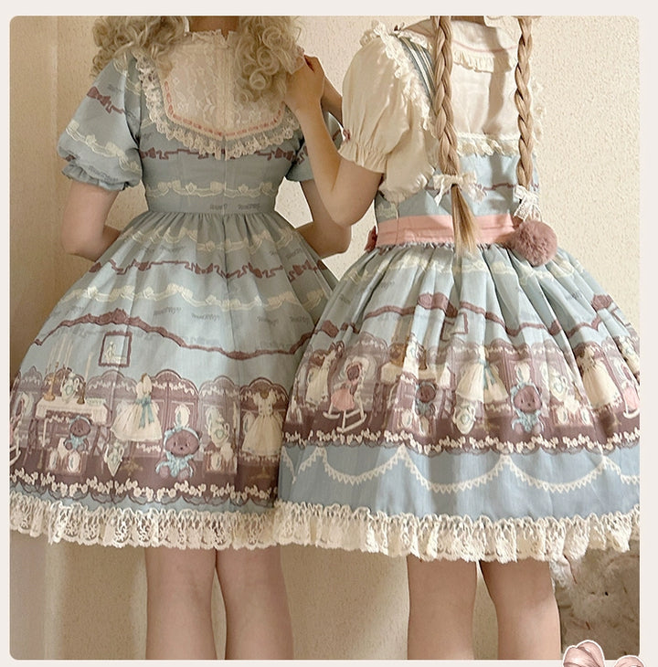 Blue White Lolita Dress Little Bear Embroidered 3-Style Dress 32062:382532 32062:382532