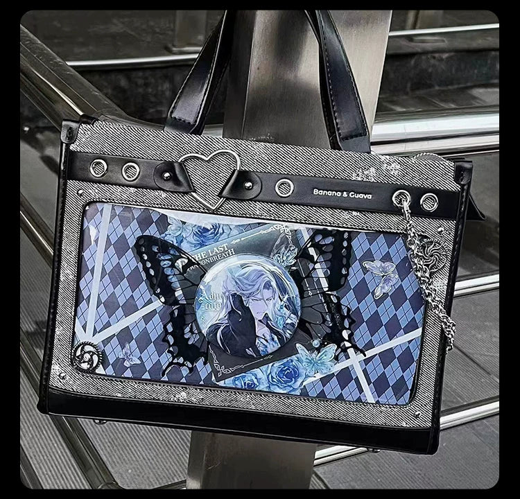Japanese-Style Boxy Shape Ita Bag, Detachable Chain 45417:847840