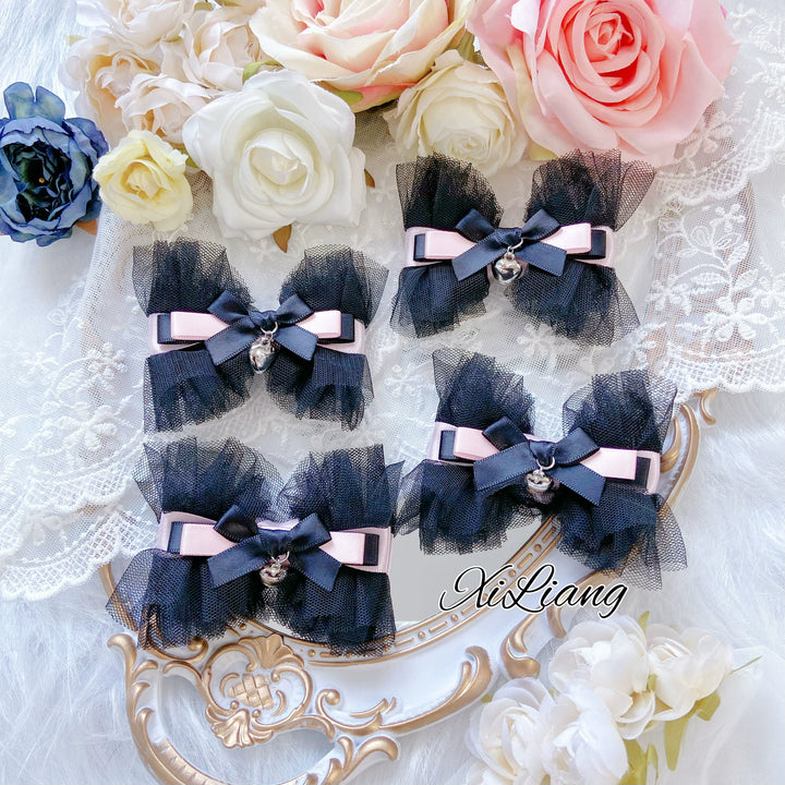 Jirai Kei Hair Clip Pink And Black Bowknot Headdress 39106:634206