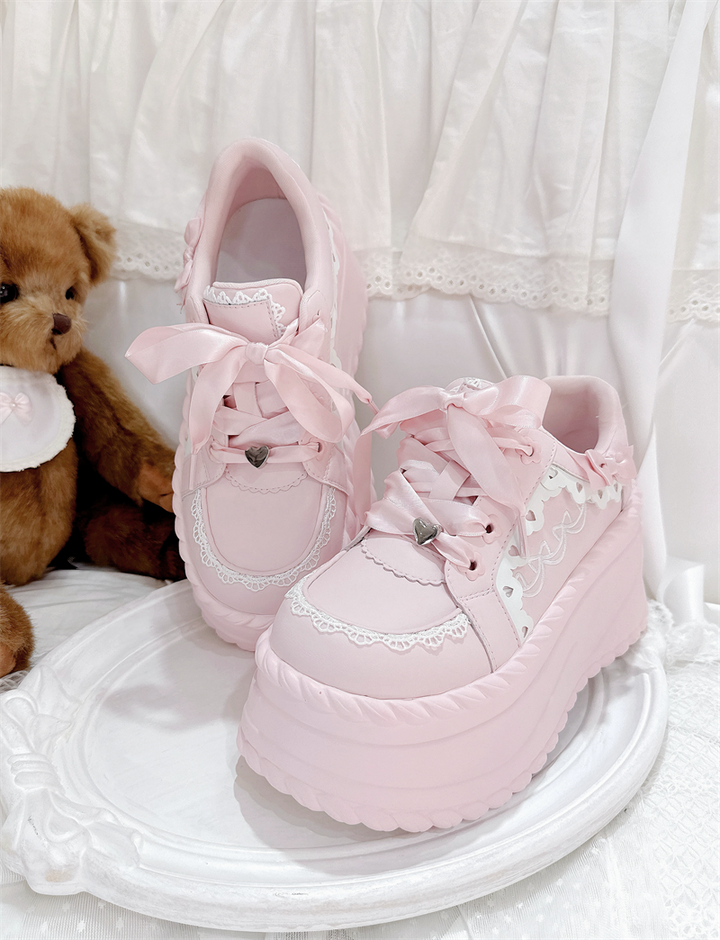 Jirai Kei Platform Shoes, Heart Details & Bows 45252:842622