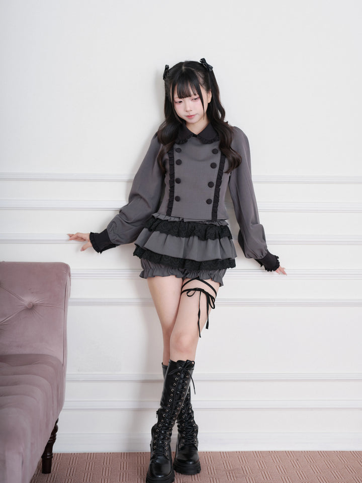 Jirai Kei Double-Breasted Top, Tiered Skort 45931:871204