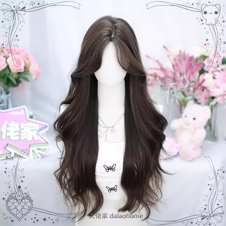 Lolita Wig Brown Big Wave Long Curly Wig 35602:594346