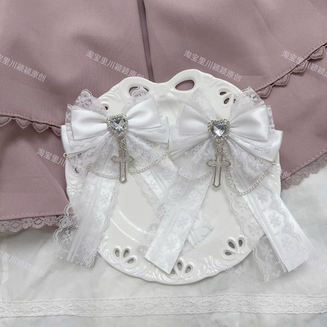 Ryousangata Lace Bow Hair Clip, Cross Pendant 45526:852284