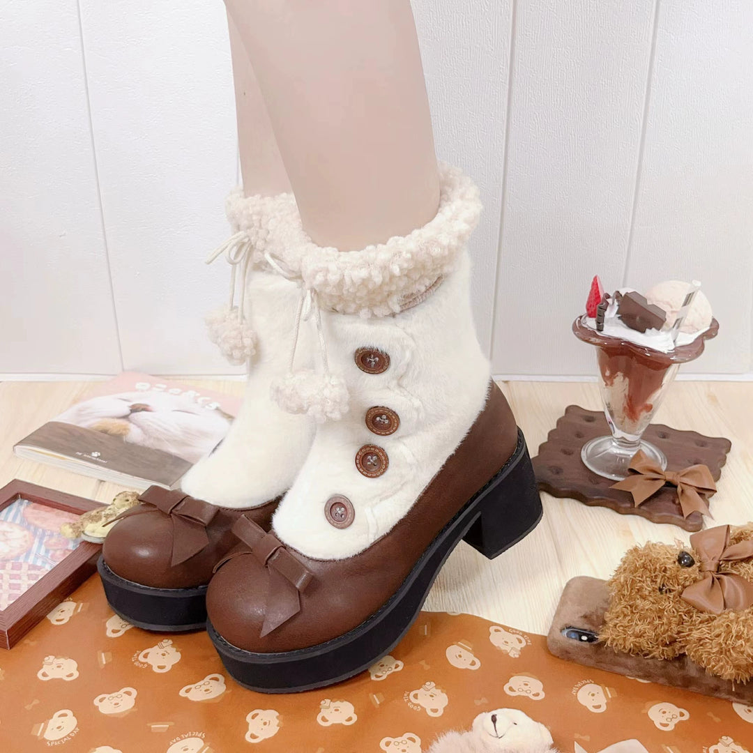 Lolita Boots Sock Mary Jane Shoes Low Heel Shoes Black Brown 32654:408118 32654:408118