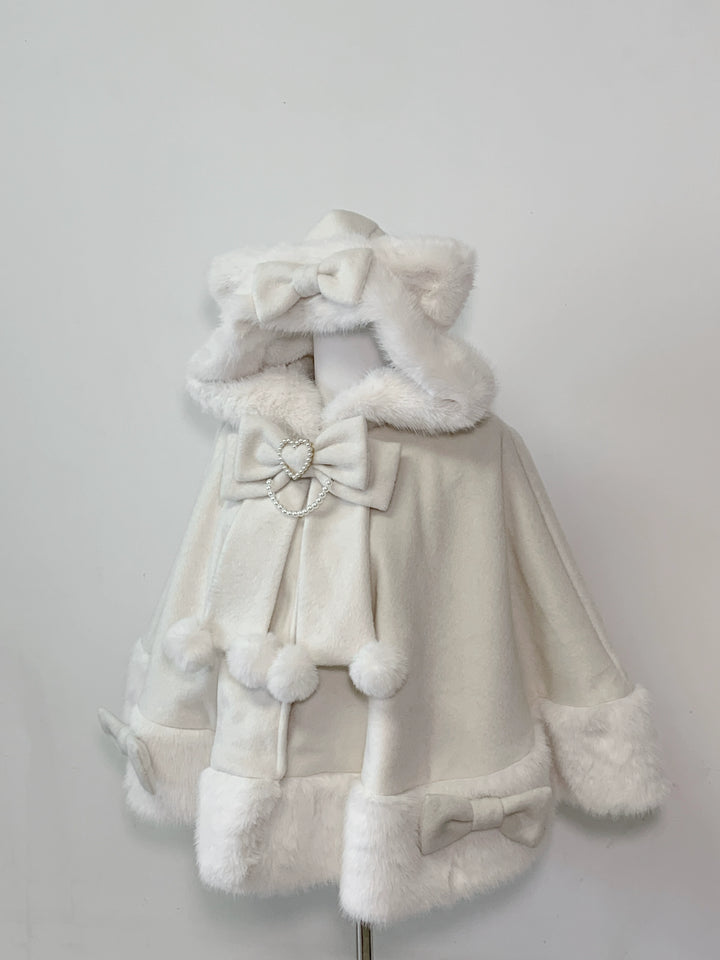 Kawaii Cat Ear Hooded Winter Cape (Ivory) 43984:791395