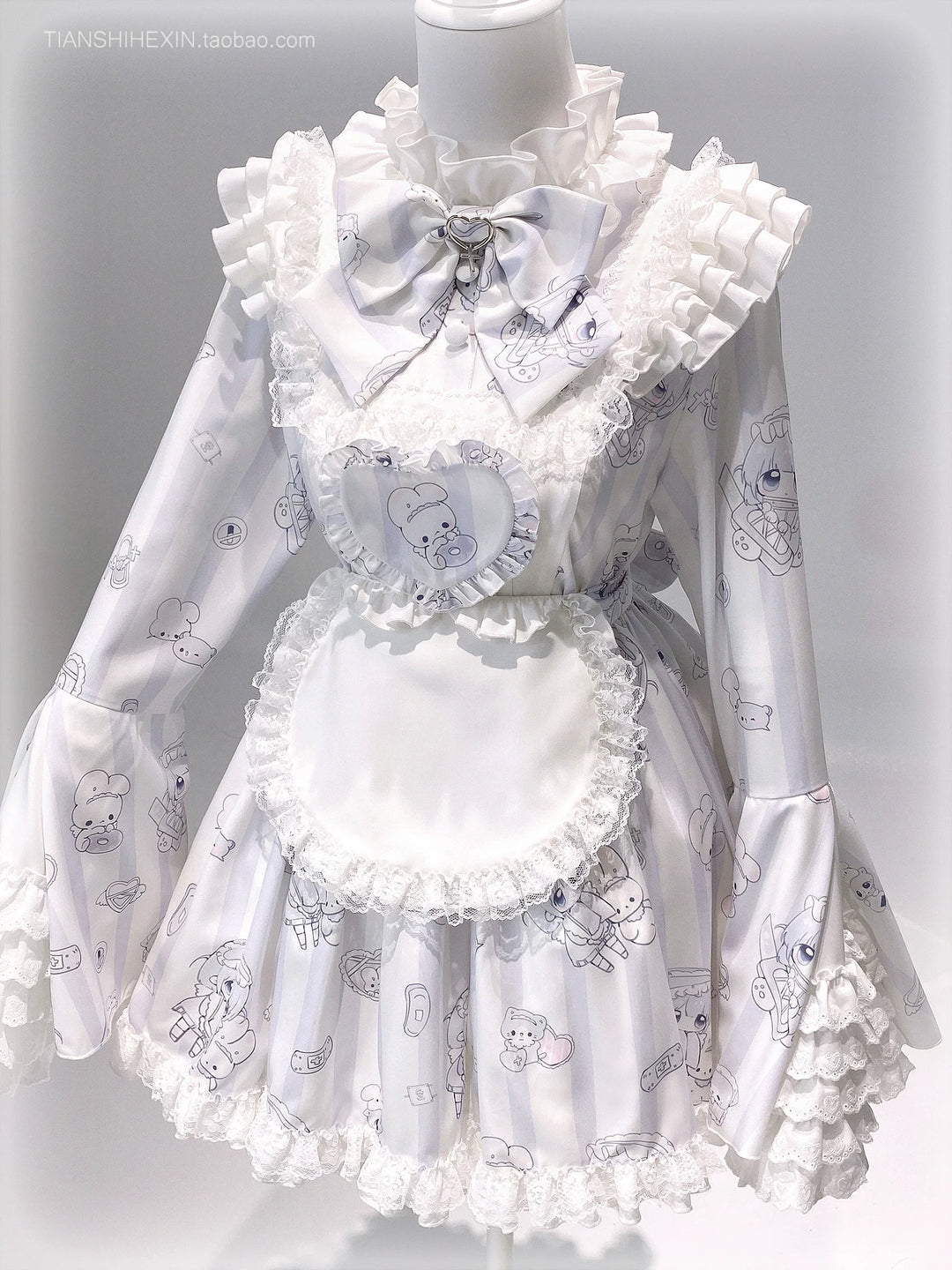 Maid-Inspired Dress Outfit, Detachable Apron (L M S) 44427:807851