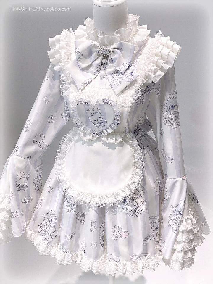 Maid-Inspired Dress Outfit, Detachable Apron (L M S) 44427:807851