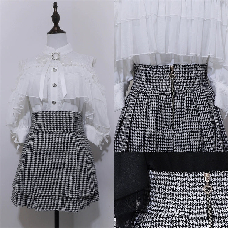 Jirai Kei Skirt Chinese Style High-Waisted Black Mini Skirt