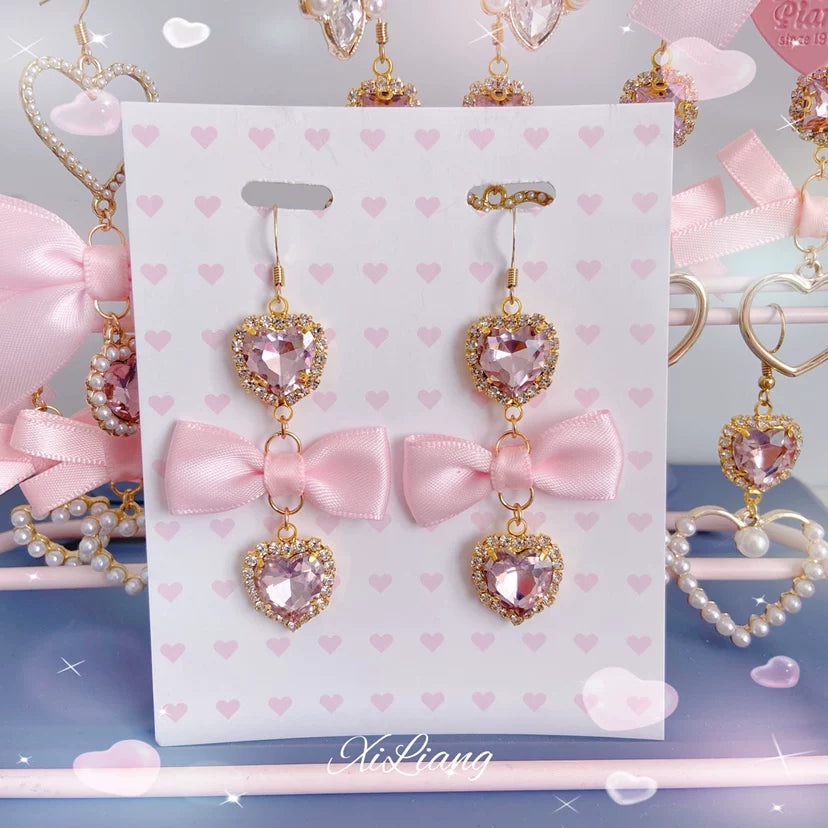 Pink Bow Earrings, Hook or Clip-on Style 45745:862173