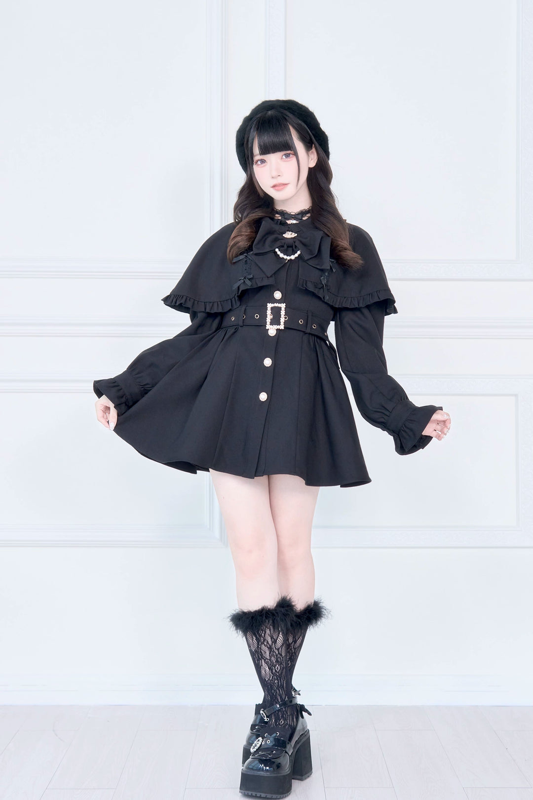 Cape Styled Jirai Kei Trench Coat 43822:786588