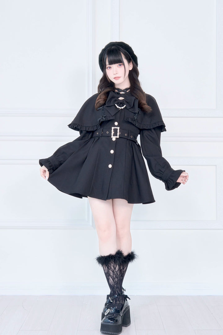 Cape Styled Jirai Kei Trench Coat 43822:786588