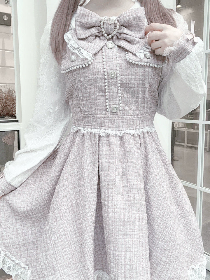 Ryousangata One-Piece Dress, Lace and Tweed 44015:792804