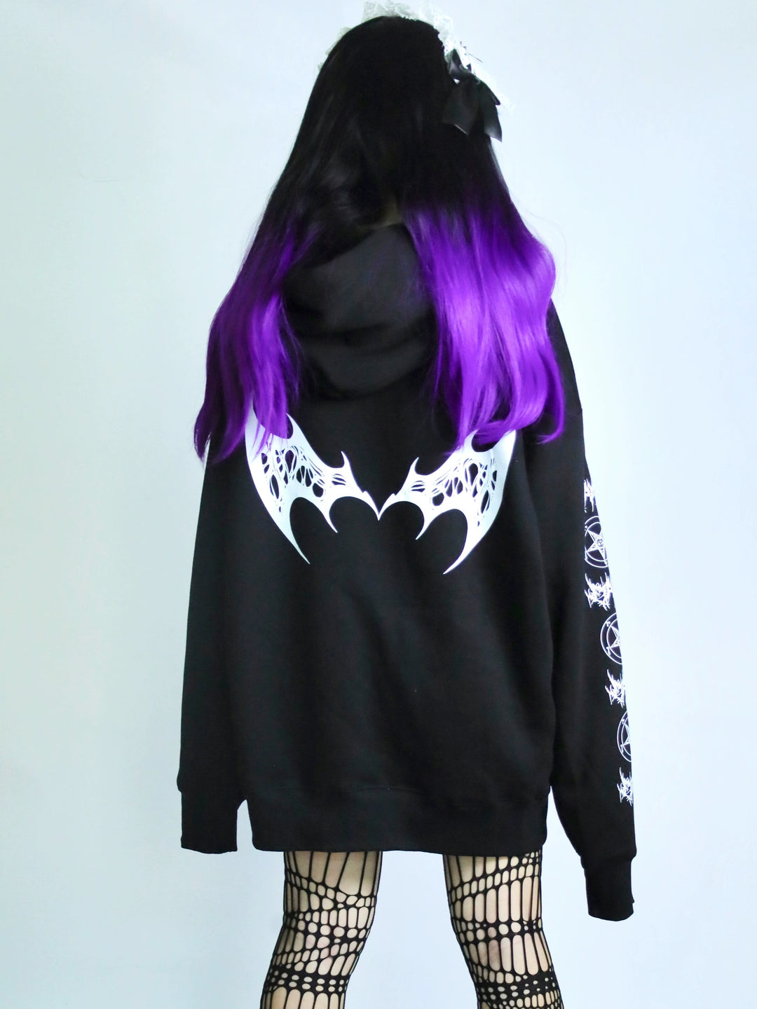 Jirai Kei Hoodie Punk Top Gothic Black and White Sweatshirt 32944:557824 32944:557824