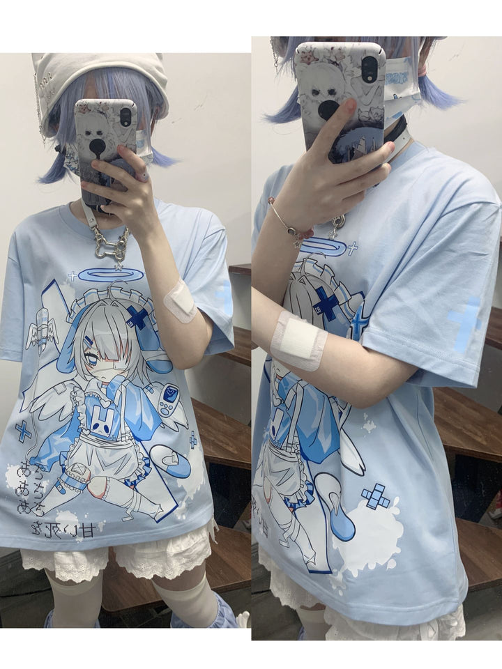 Jirai Kei Blue T-Shirt Tenshi Kaiwai 29210:343760 29210:343760