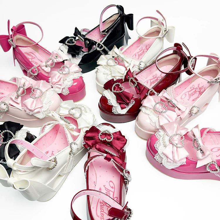 Old School Lolita High Platform Shoes, Heart Hollow Heel 44559:813885