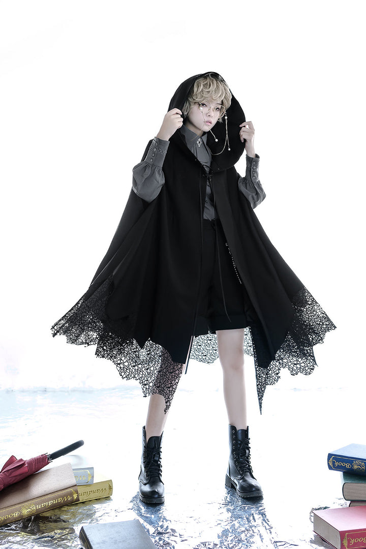 Ouji Lolita Shirt Black Blue Gray Blouse 35202:484251 35202:484251