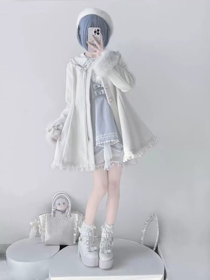 Jirai Kei Coat Wool Blend Coat Bunny Ear Hood Jacket 41328:690504