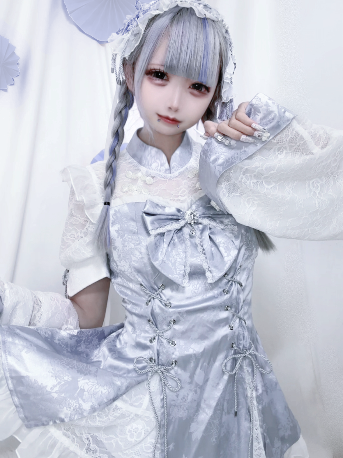 Jirai Kei Dress Set Chinese Style Lace Suit Short Sleeve Dress 35598:500546