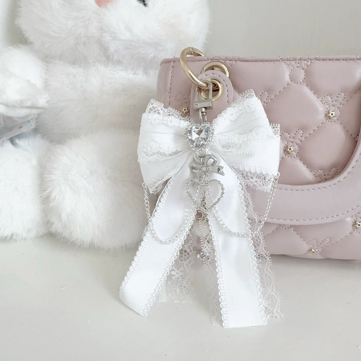Ryousangata Bow Bag Pendant, Heart Rhinestone and Chain 45525:852249