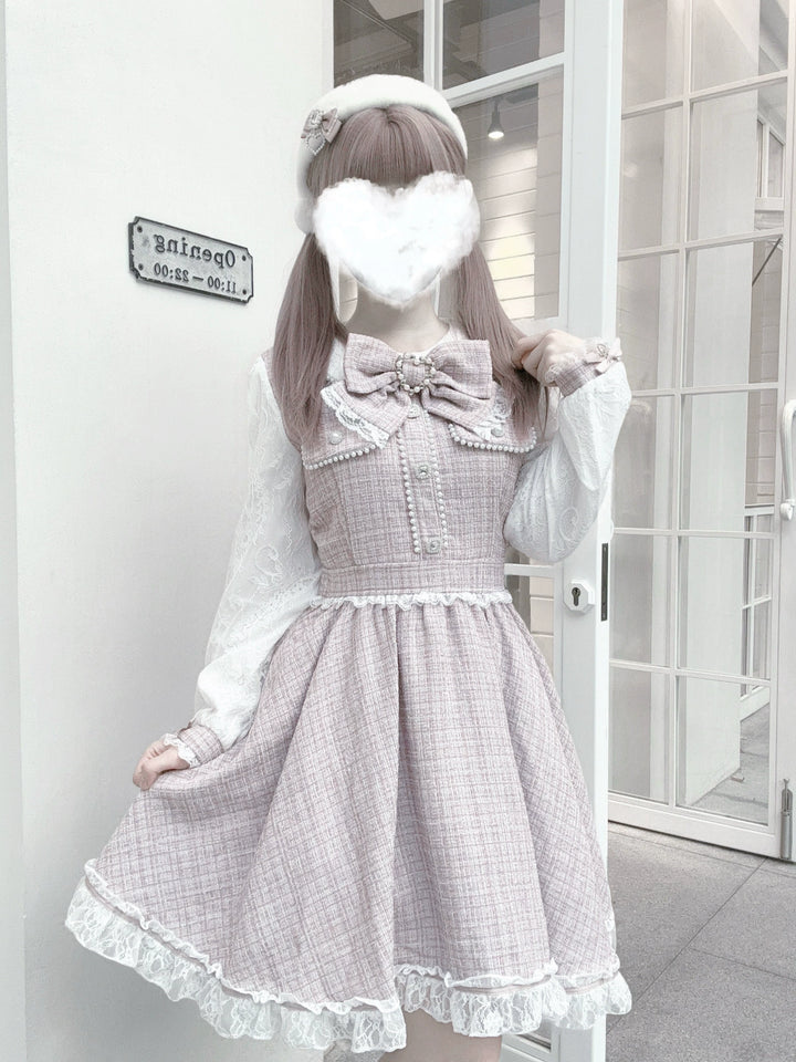 Ryousangata One-Piece Dress, Lace and Tweed 44015:792789