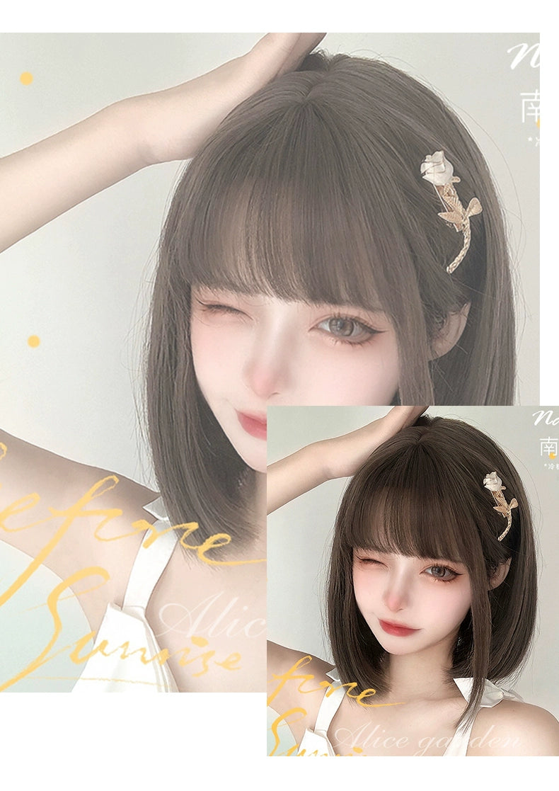 Lolita Wig Short Bob Natural Bangs Cute Wigs 35940:507724