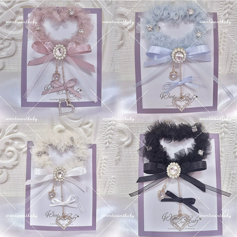 Ryousangata Tulle Heart-Shaped Hairclips 43825:786648
