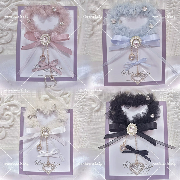 Ryousangata Tulle Heart-Shaped Hairclips 43825:786648