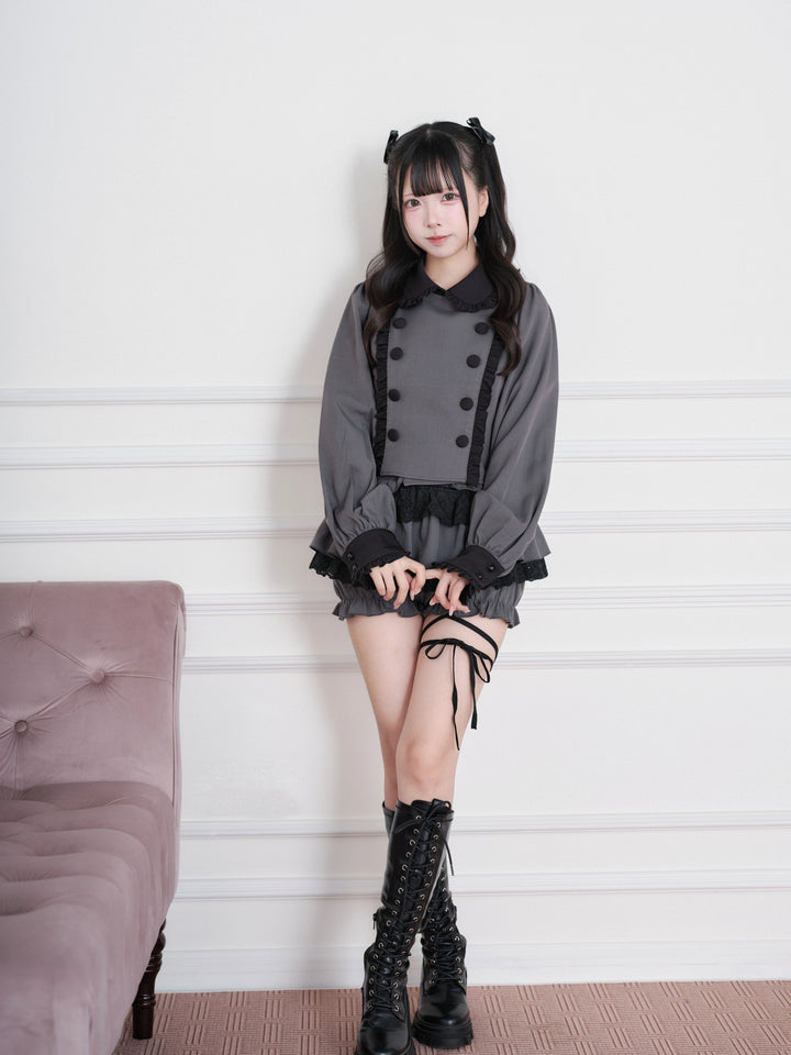 Jirai Kei Double-Breasted Top, Tiered Skort 45931:871188