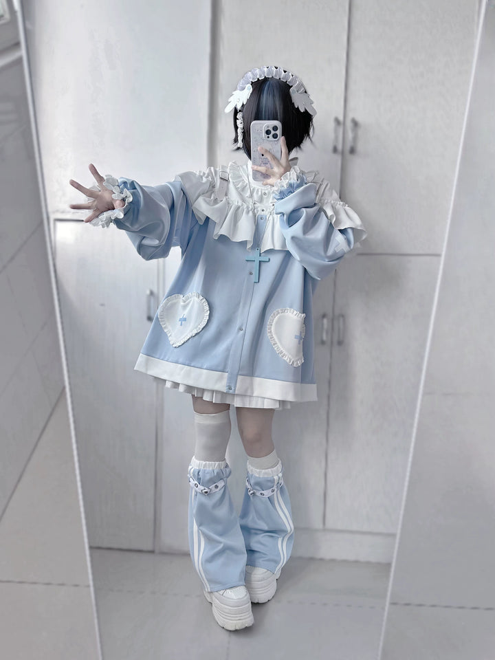 Tenshi Kaiwai Oversized Hoodie Set, Heart & Cross Details 45462:850913