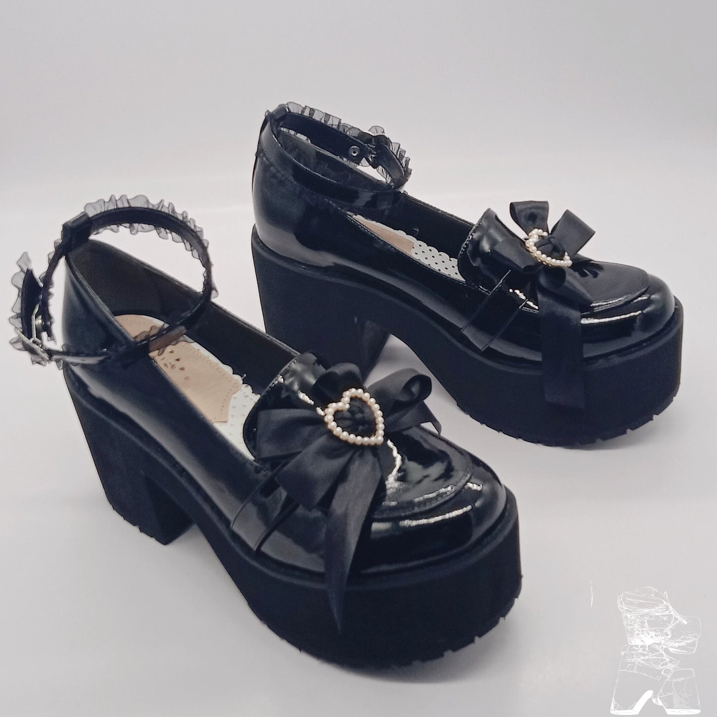 Jirai Kei Shoes High Heel Platform Shoes Lace Bow Shoes 37632:566718
