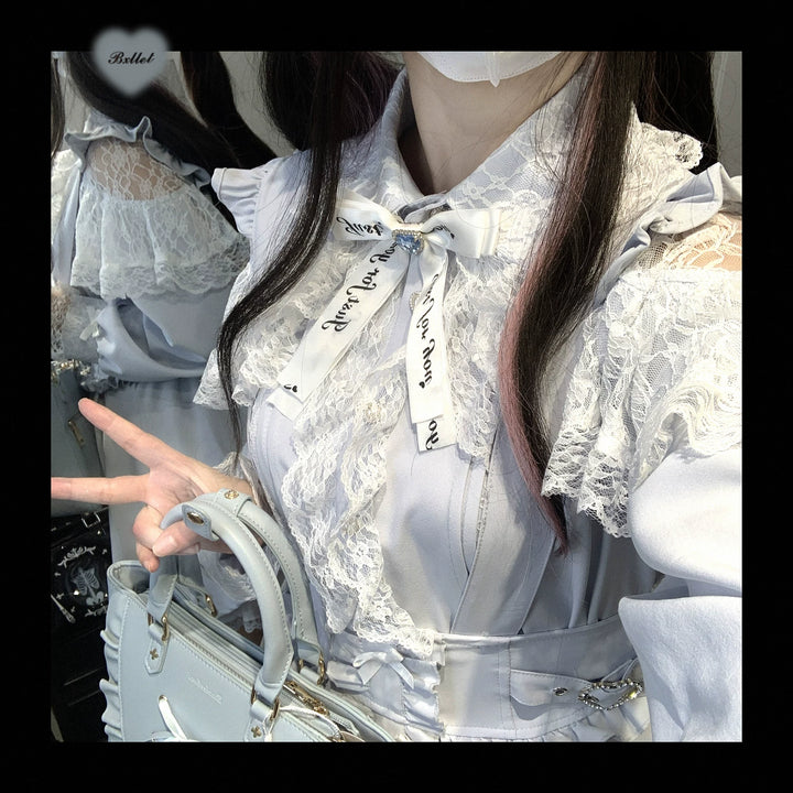 Lace Jirai Kei Blouse, Heart-Shaped Buttons 44757:823856