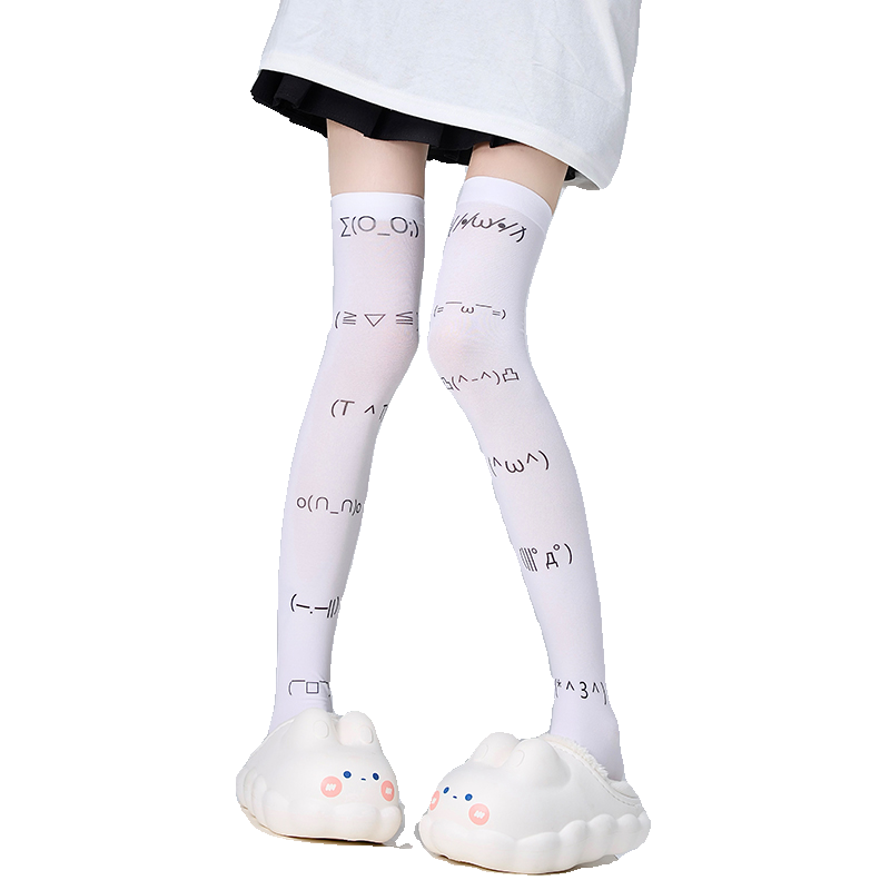 Jirai Kei Hold-ups Thigh High Socks Velvet Print Socks 36542:555132