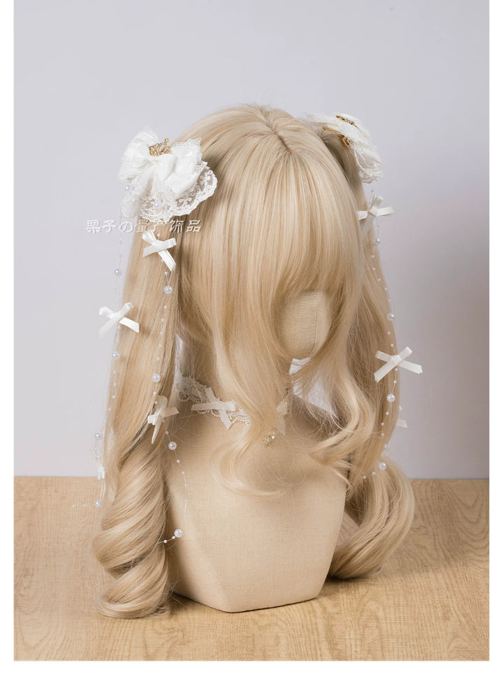 Jirai Kei Artificial Pearl Hair Clip, Rhinestone Crown 45108:837317
