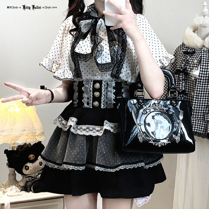 Ryousangata High-waist Skirt, Tiered Hem 44003:792858