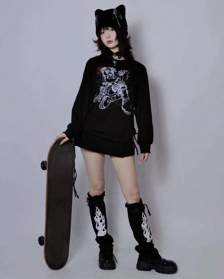 Yami Kawaii White Black Unisex Hoodie Oversize 29236:341358 29236:341358