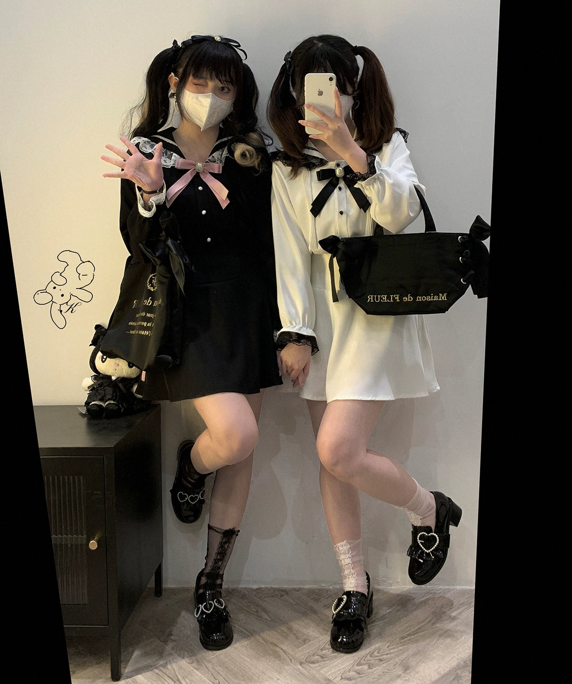 Jirai Kei Black Blue White Blouse With Sailor Collar 21812:317926