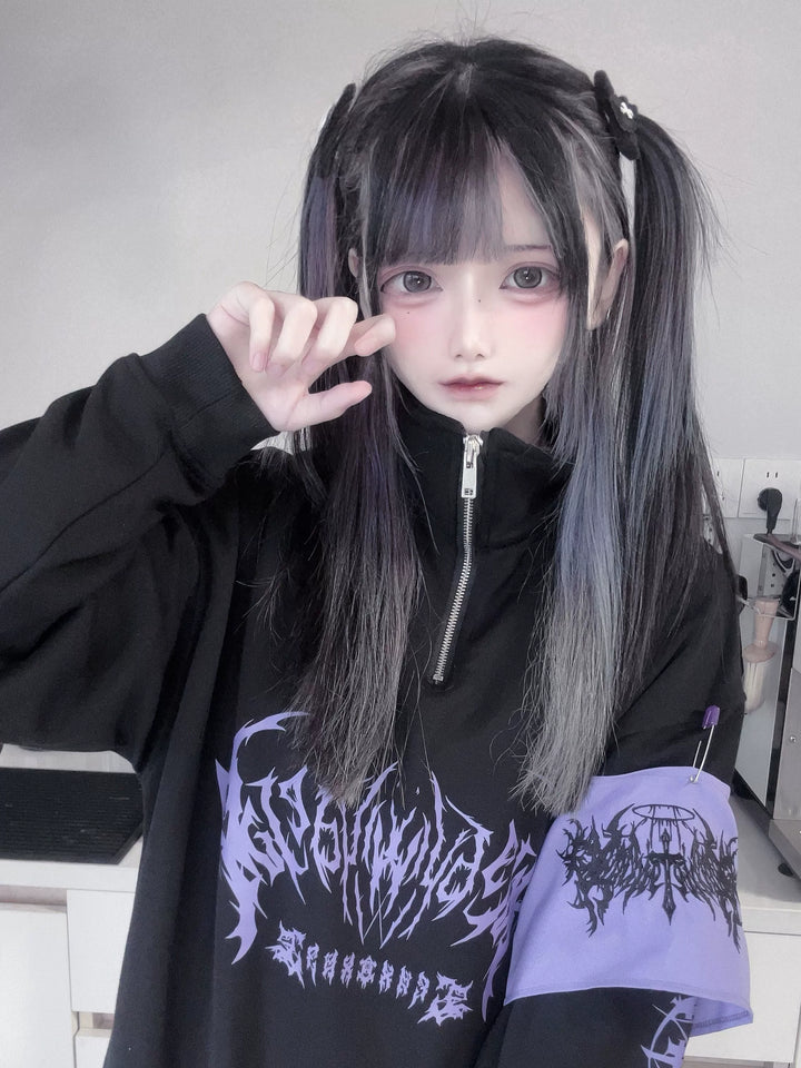 Gothic Printed Sweatshirt, Embroidery Armband 44220:804101