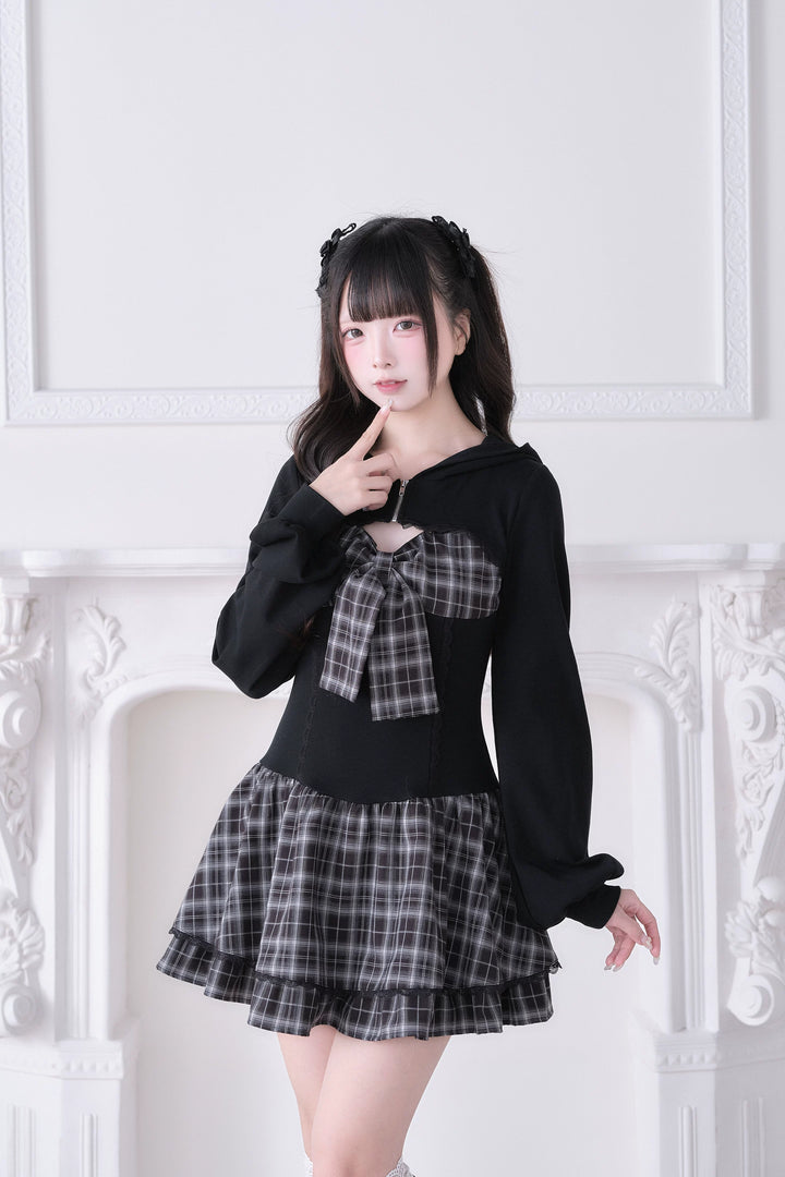 Jirai Kei One-Piece Dress, Hoodie-Inspired (M S) 44816:823059