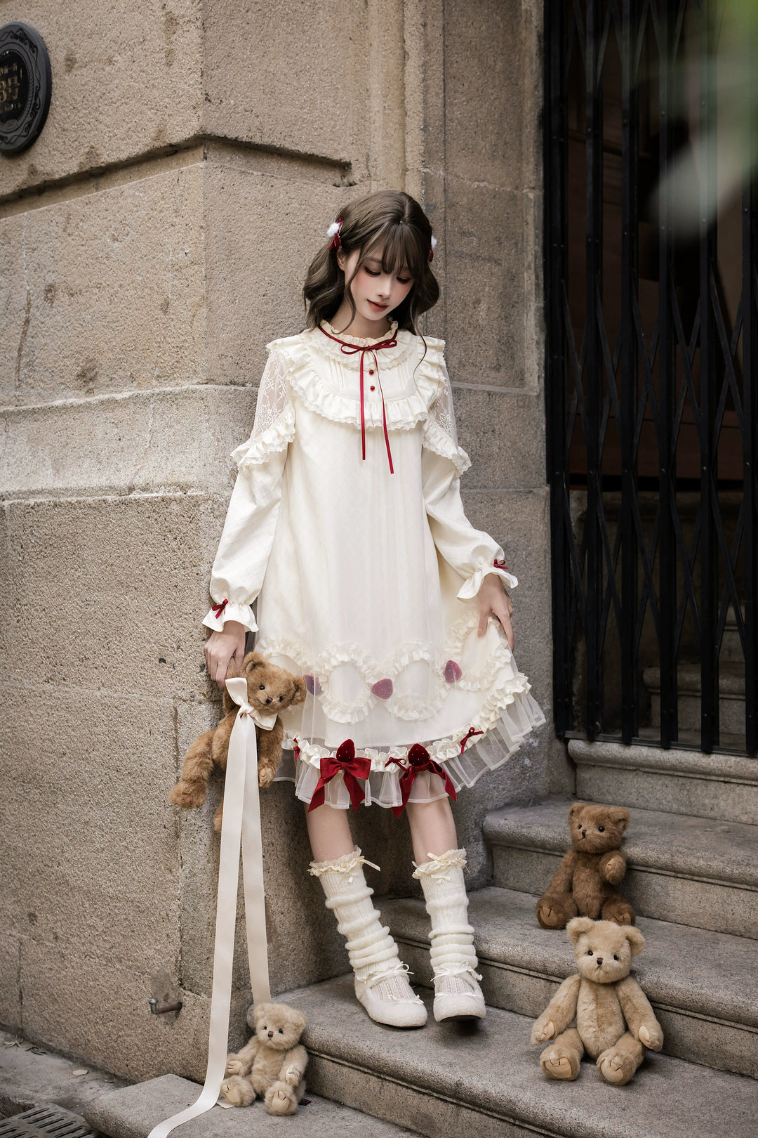 A-Line Daily Lolita OP Dress, Strawberry Accents 44324:805672